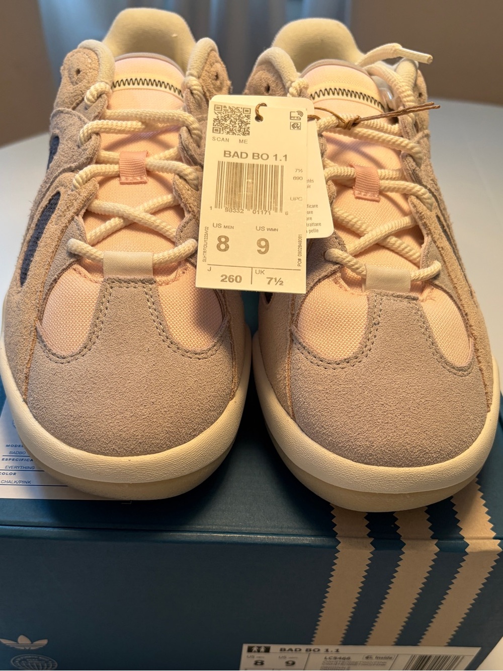 adidas Bad Bunny Bad Bo 1.1 Originals Sneakers in Chalk White Grey Two Pink NWT
